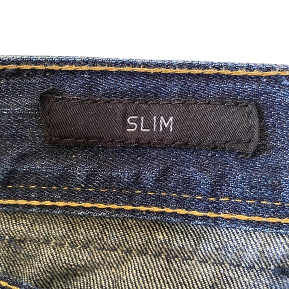 CJ Black Premium Patchwork Distressed Straight Slim Dark Wash Jeans Size 34 x 34 - Picture 5 of 14